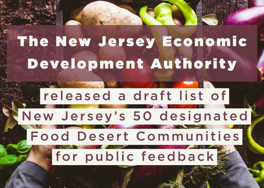 The NJEDA releases draft list of New Jersey’s 50 designated Food Desert Communities for public